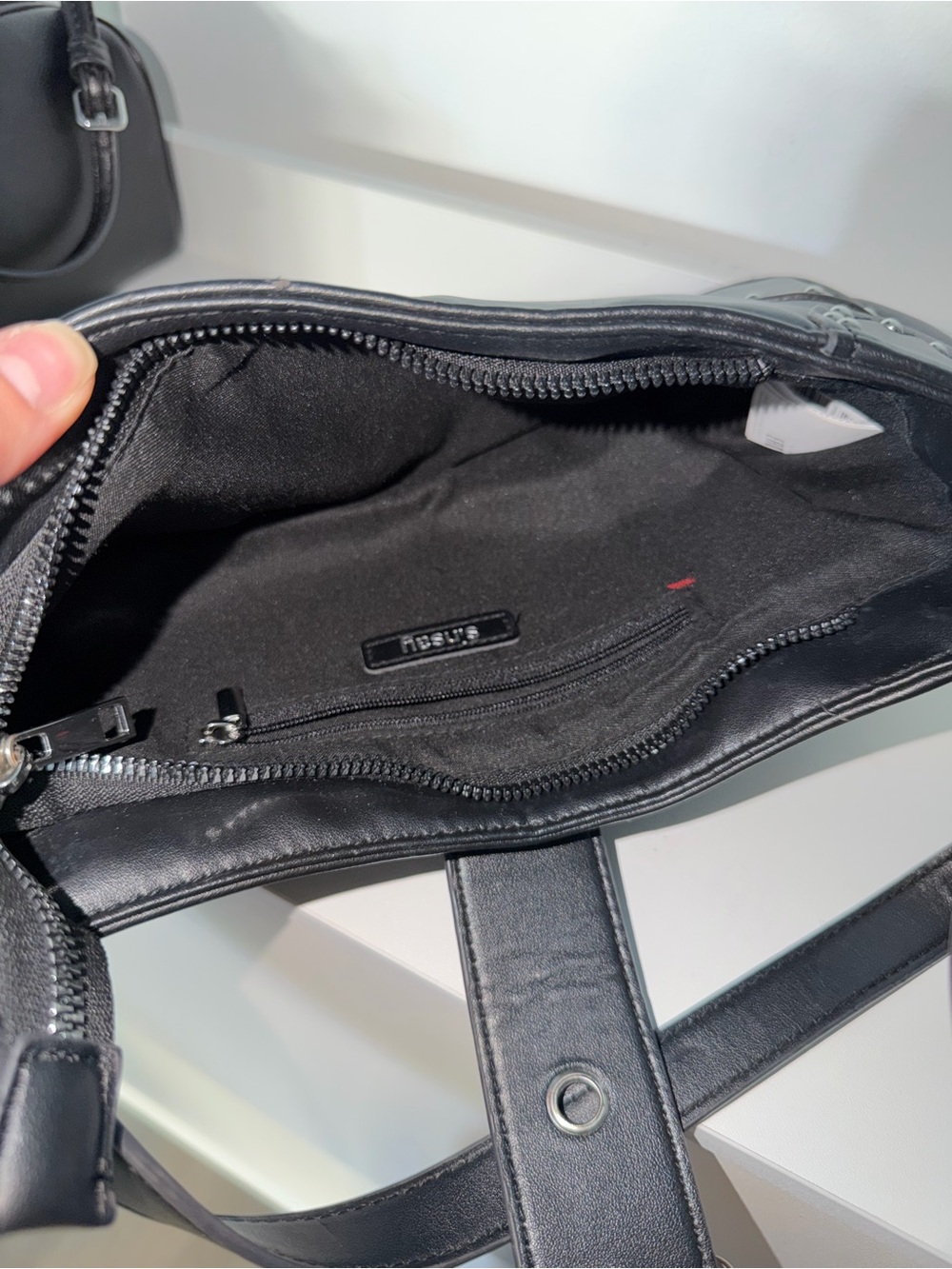 Black Studded Shoulder Bag with Buckle - Picture 5 of 11
